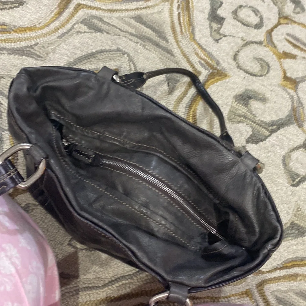 💕 Luana Italian leather large black top handle satchel bag 💕